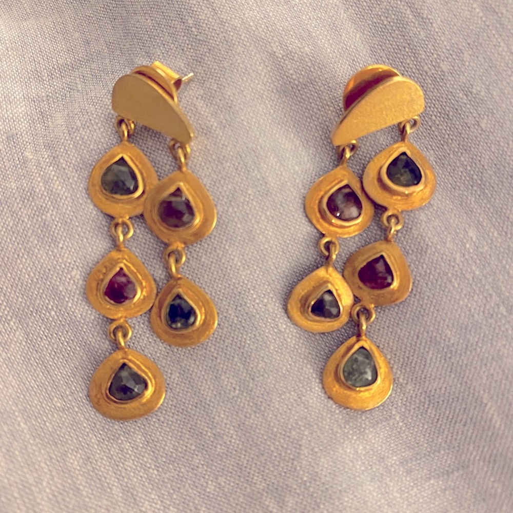 Handcrafted tourmaline and 14k gold over sterling silver earrings